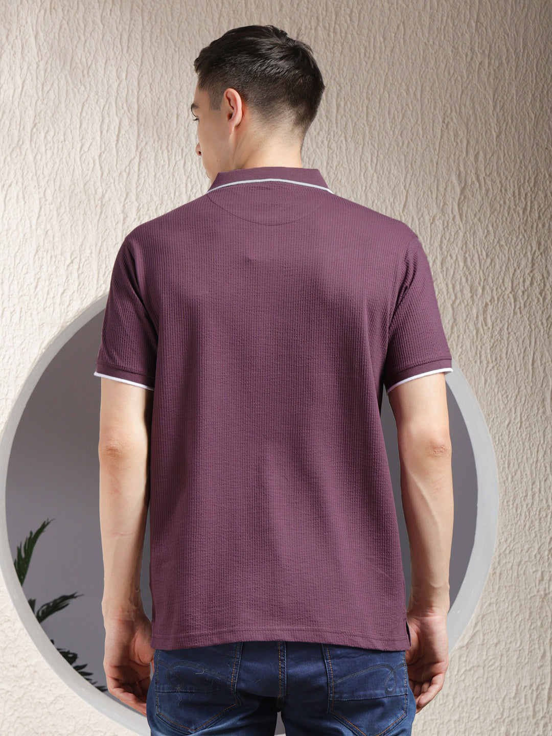 cobb purple striped polo neck t-shirt