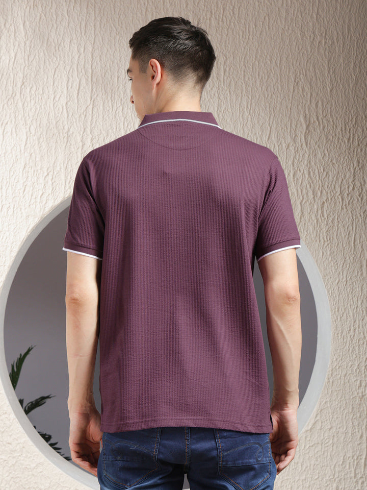cobb purple striped polo neck t-shirt