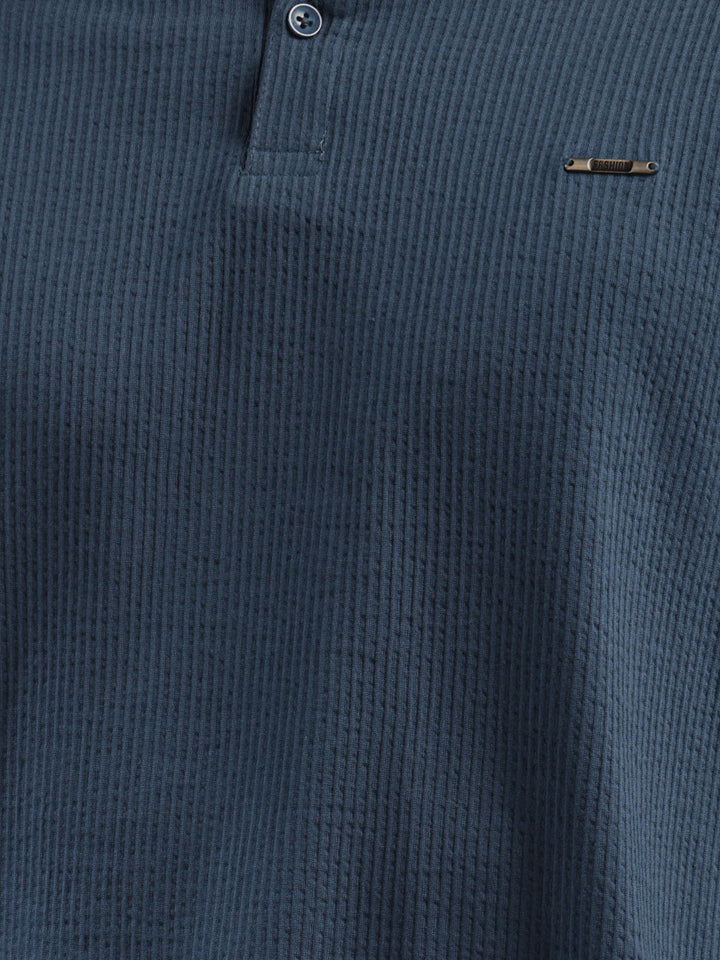 cobb royal blue striped polo neck t-shirt