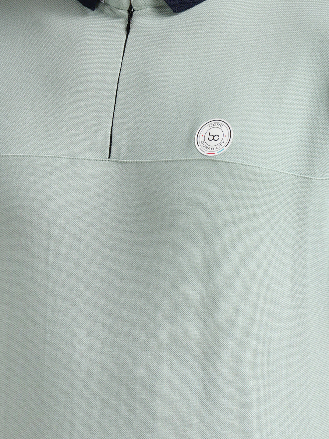 cobb solid dusty mint polo neck zipper t-shirt
