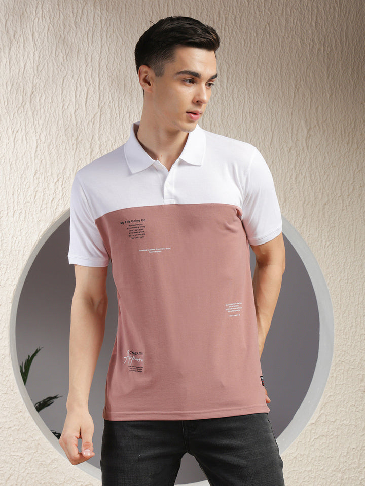 cobb blush color-block polo neck t-shirt