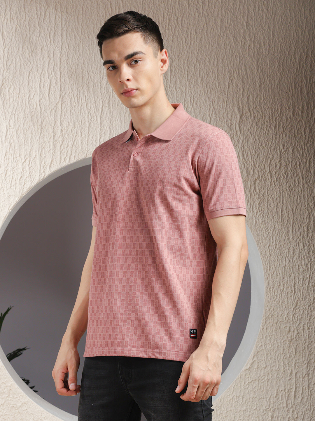 COBB ONION SELF-DESIGN POLO NECK T-SHIRT