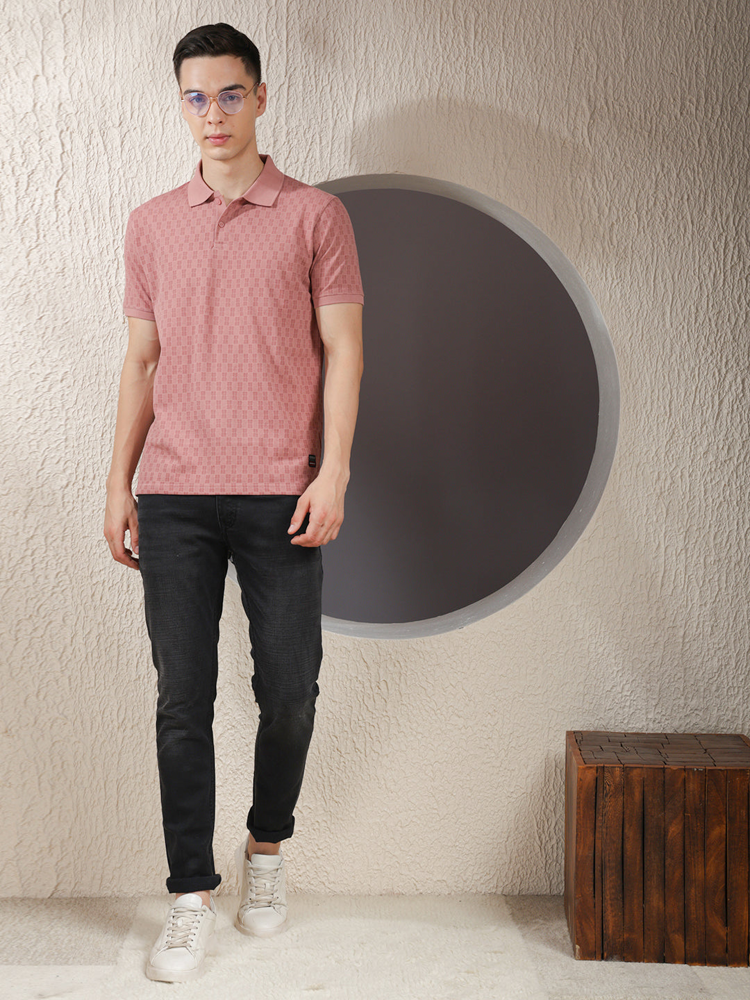 COBB ONION SELF-DESIGN POLO NECK T-SHIRT