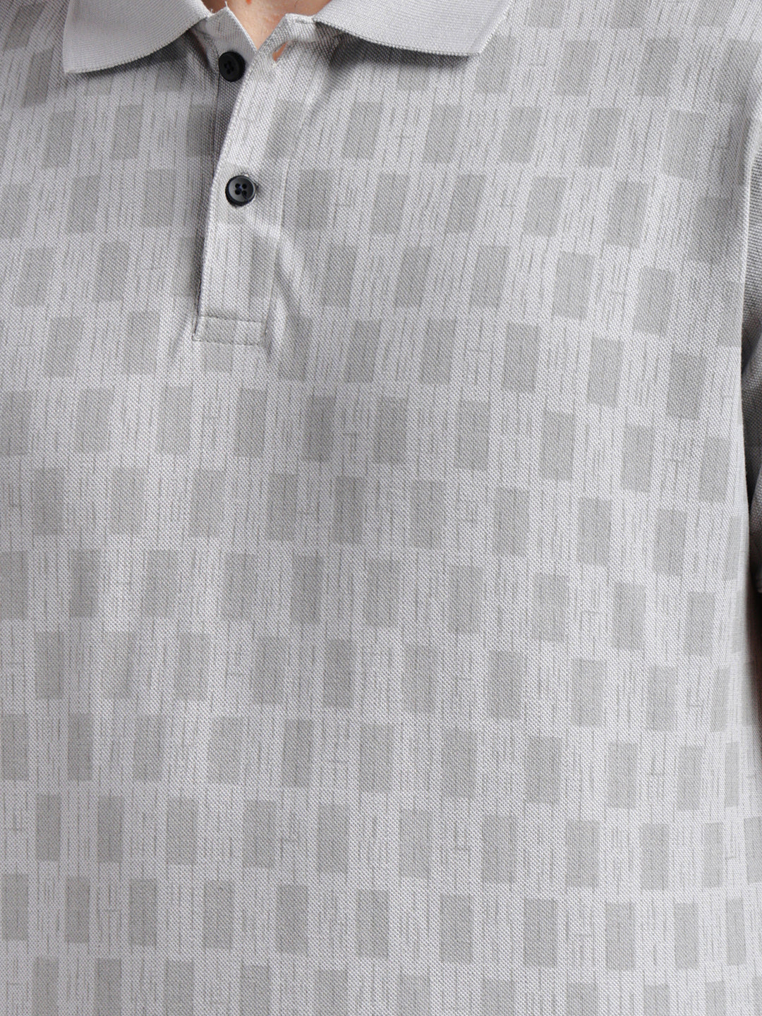 cobb grey printed polo neck t-shirt