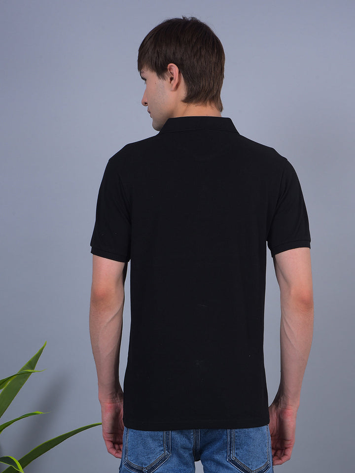 cobb black printed polo neck t-shirt