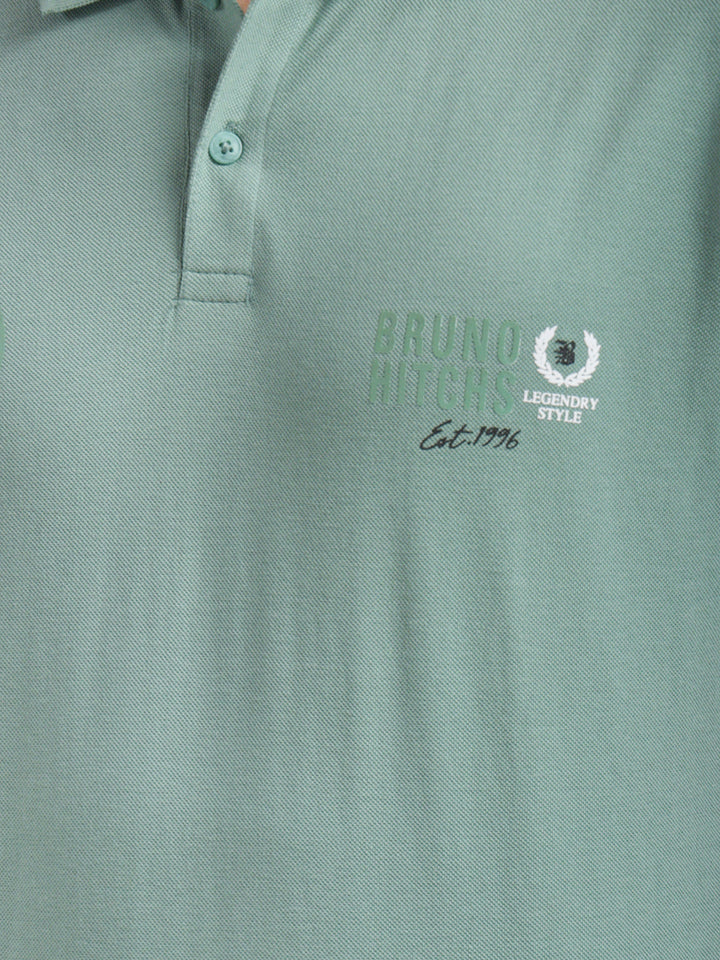 cobb green printed polo neck t-shirt