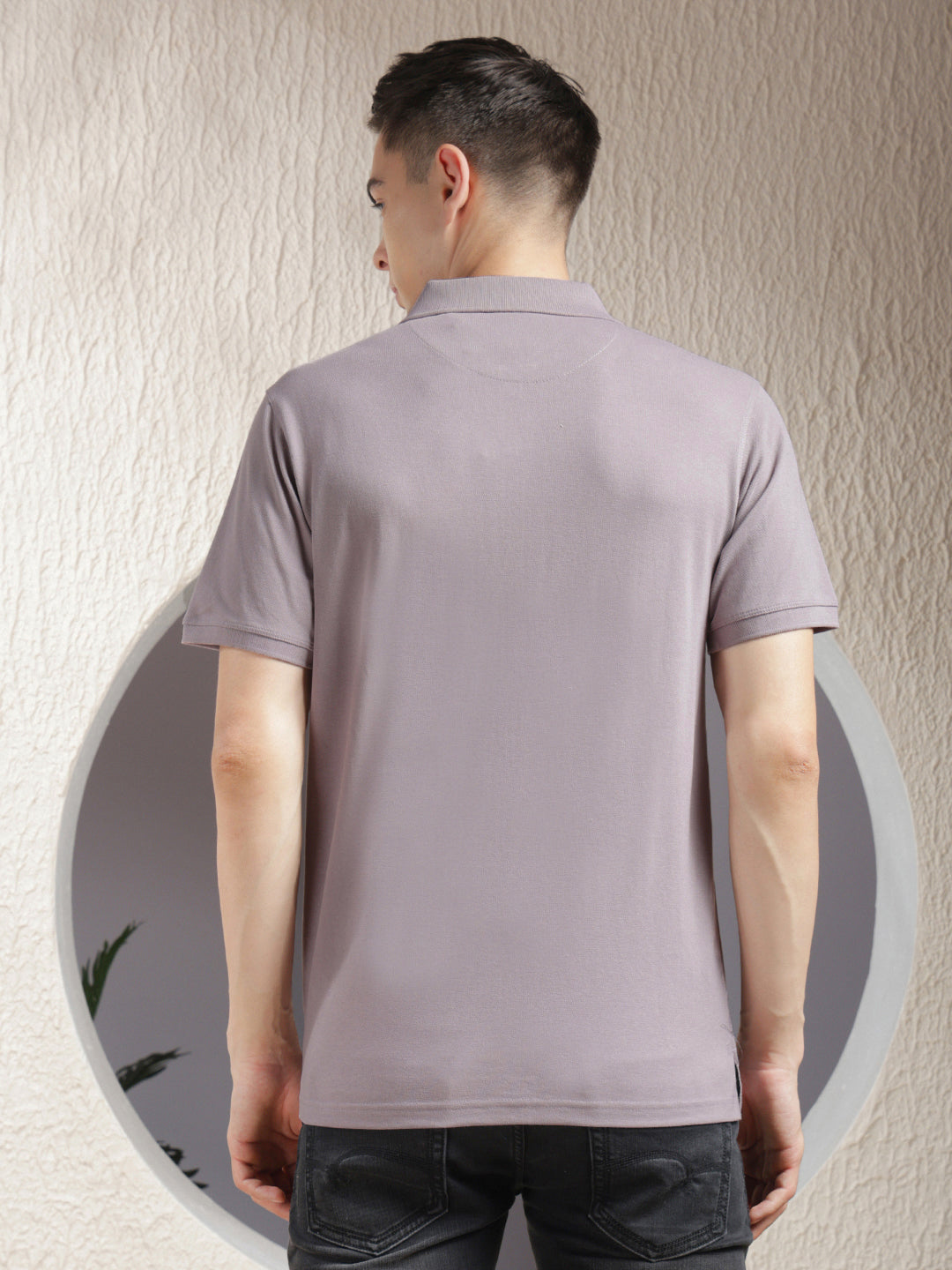 cobb lavender printed polo neck t-shirt