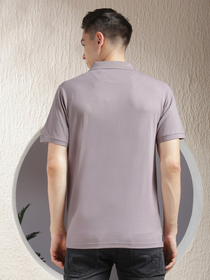 cobb lavender printed polo neck t-shirt