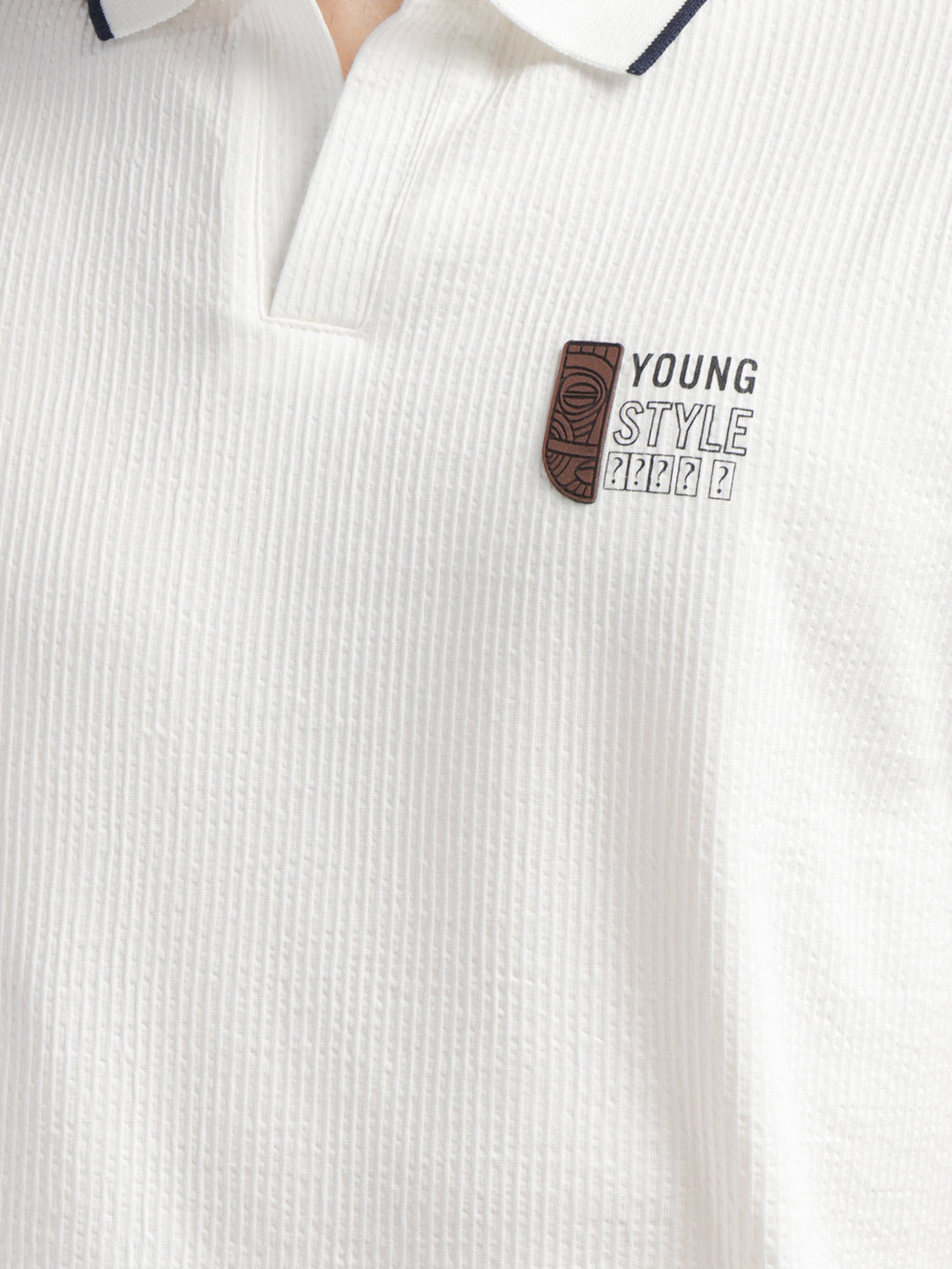 cobb solid white polo neck t-shirt