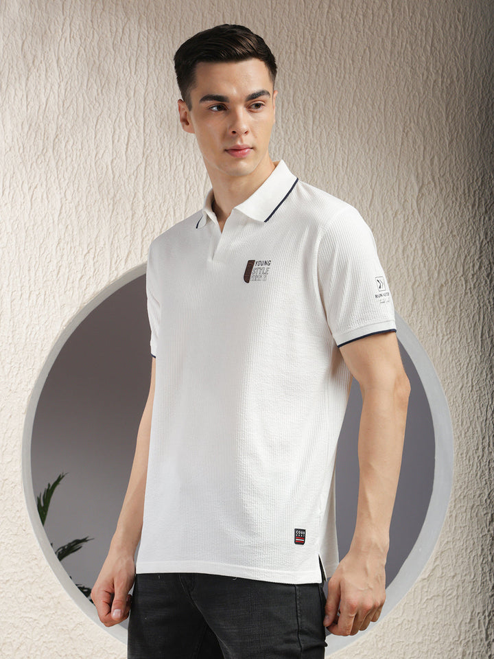 COBB SOLID WHITE POLO NECK T-SHIRT