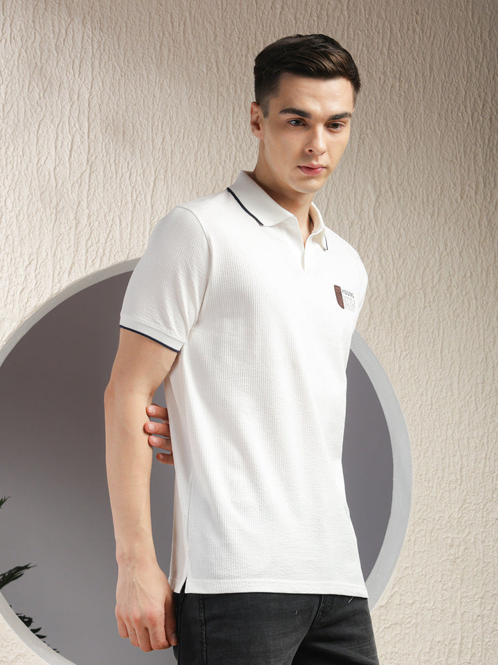 COBB SOLID WHITE POLO NECK T-SHIRT