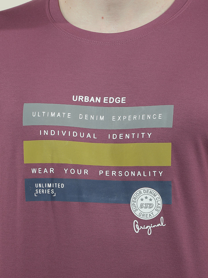 COBB PURPLE PRINTED ROUND NECK T-SHIRT