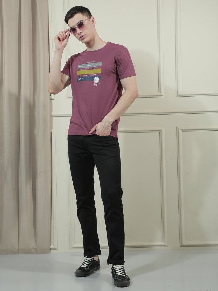 COBB PURPLE PRINTED ROUND NECK T-SHIRT