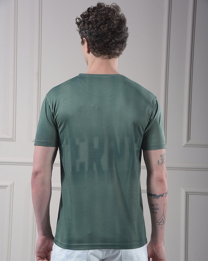 cobb pista green self-design round neck t-shirt