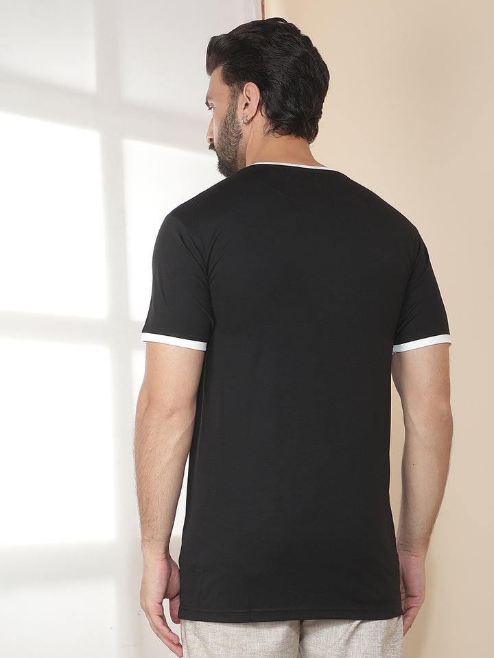 cobb black printed round neck t-shirt
