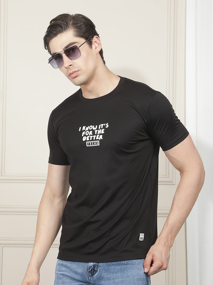 black printed round tees