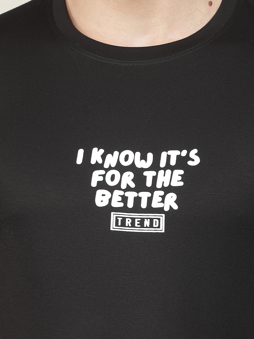black printed round tees