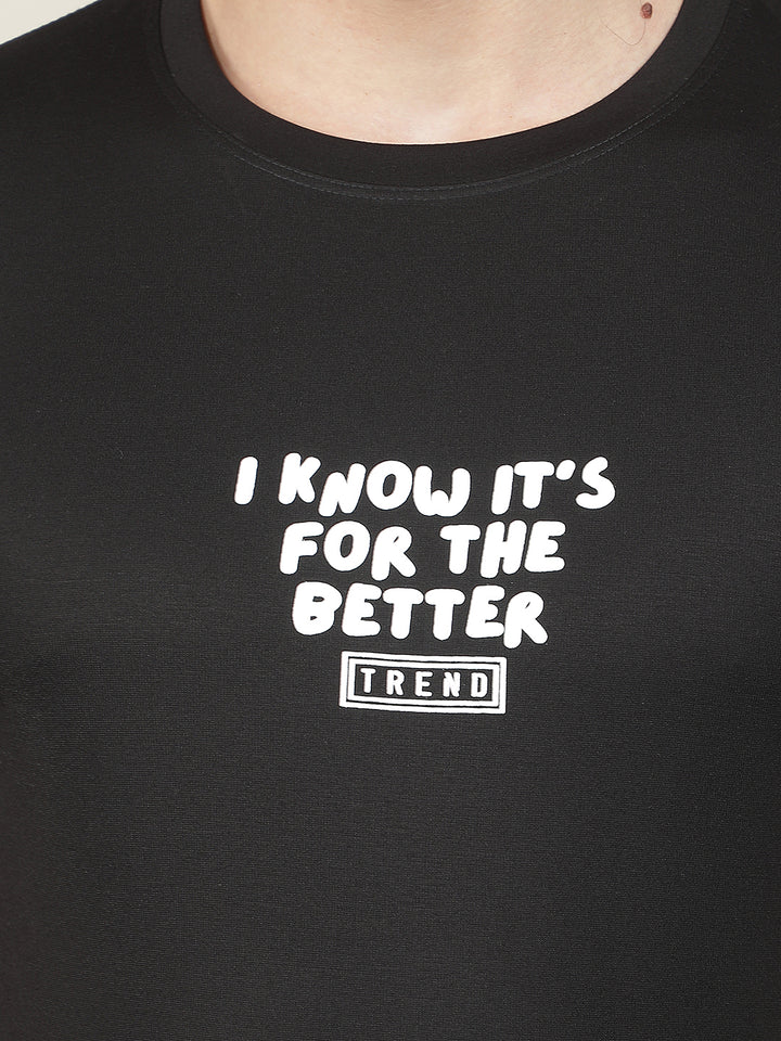 black printed round tees