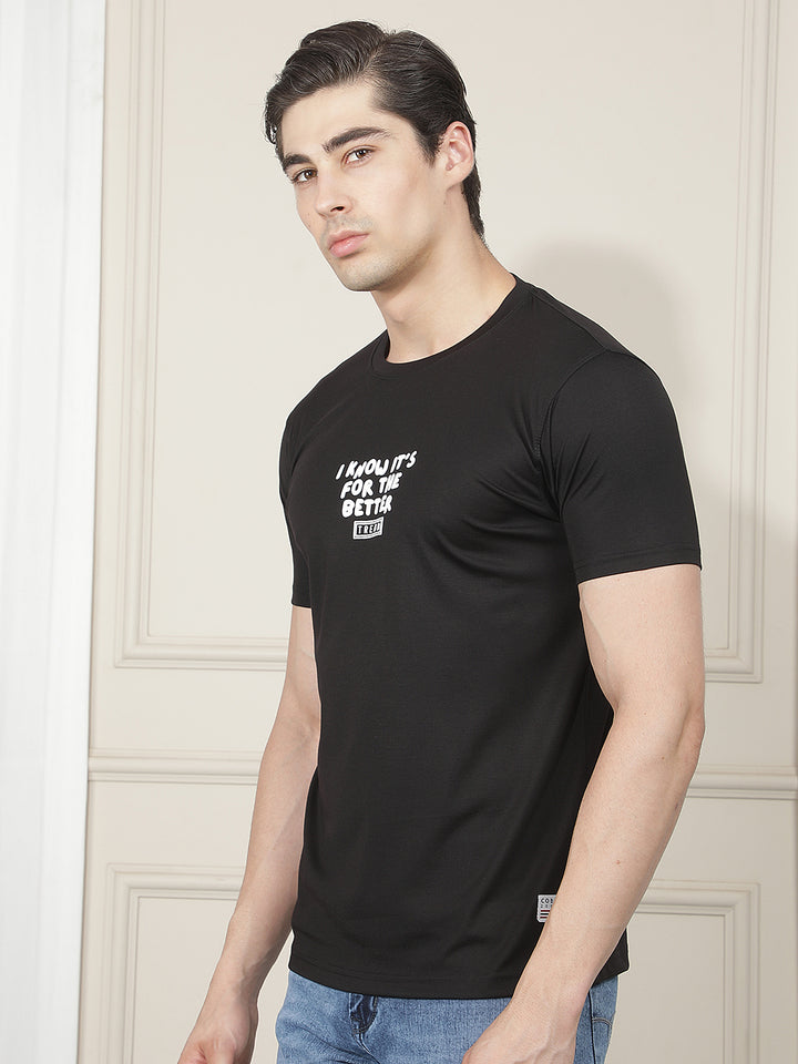 BLACK PRINTED ROUND TEES
