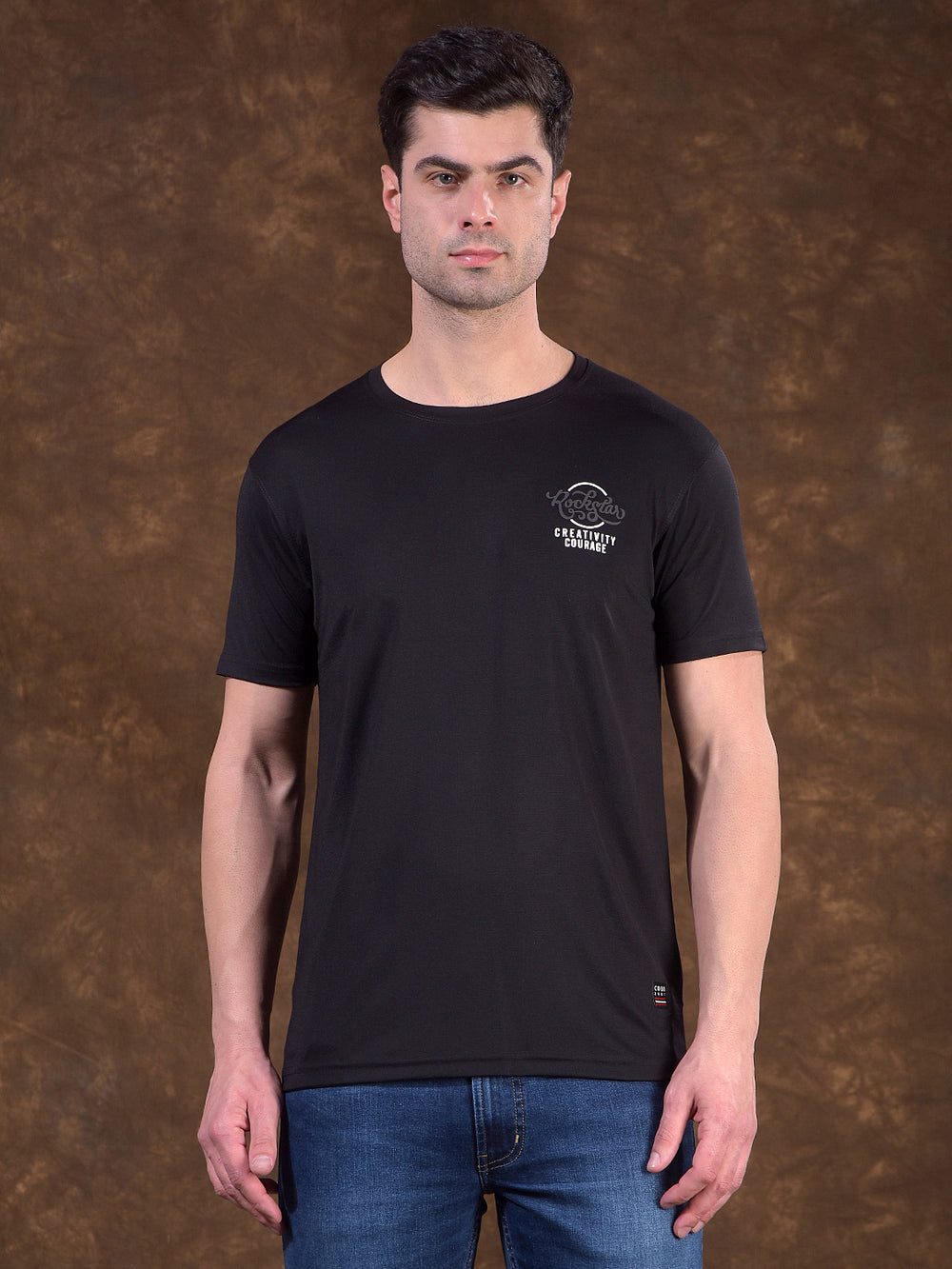 cobb black printed round neck t-shirt