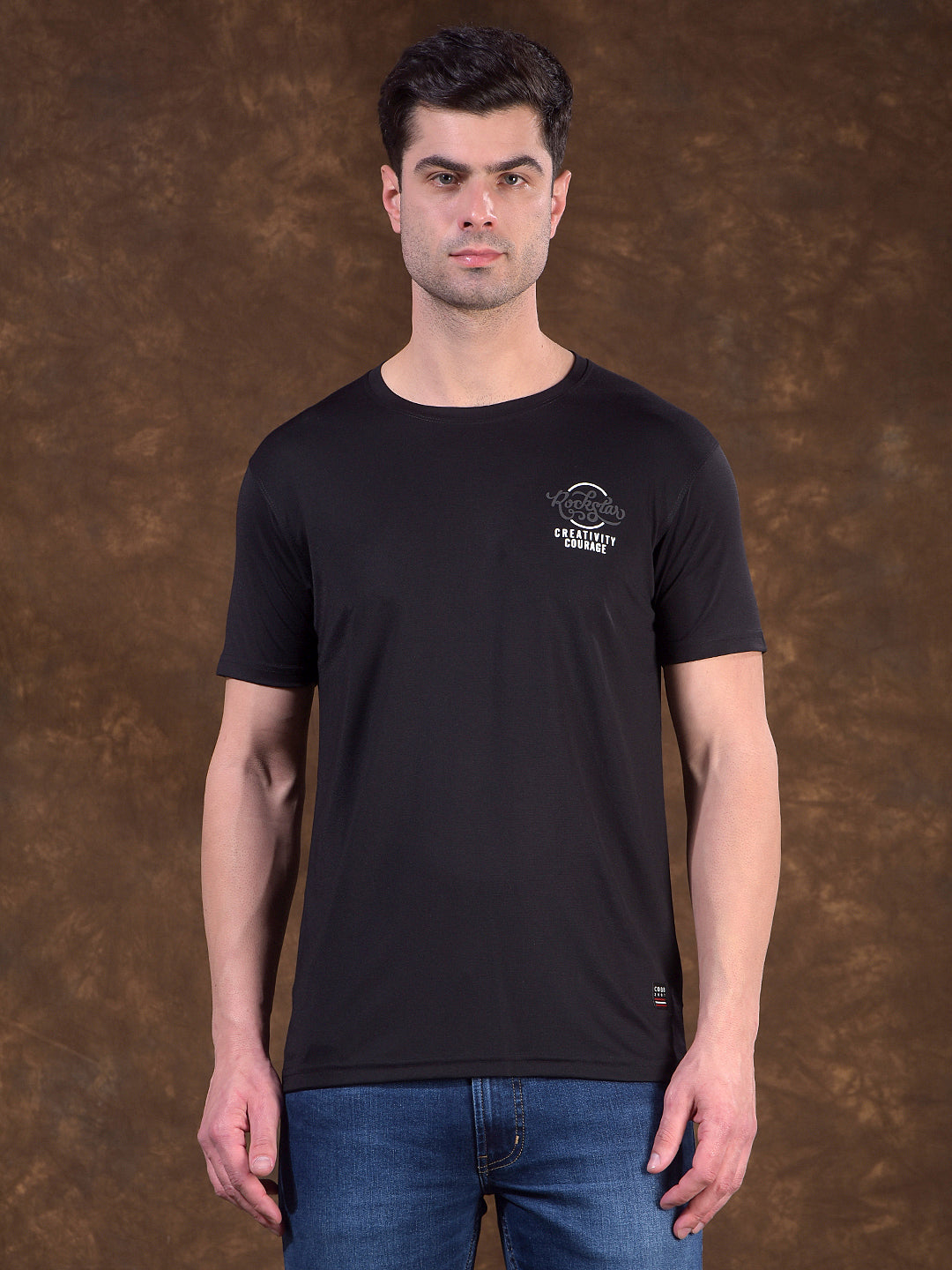 cobb black printed round neck t-shirt