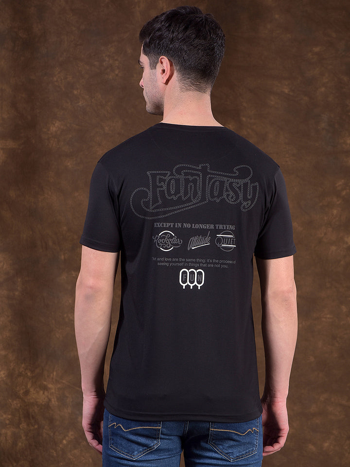 cobb black printed round neck t-shirt