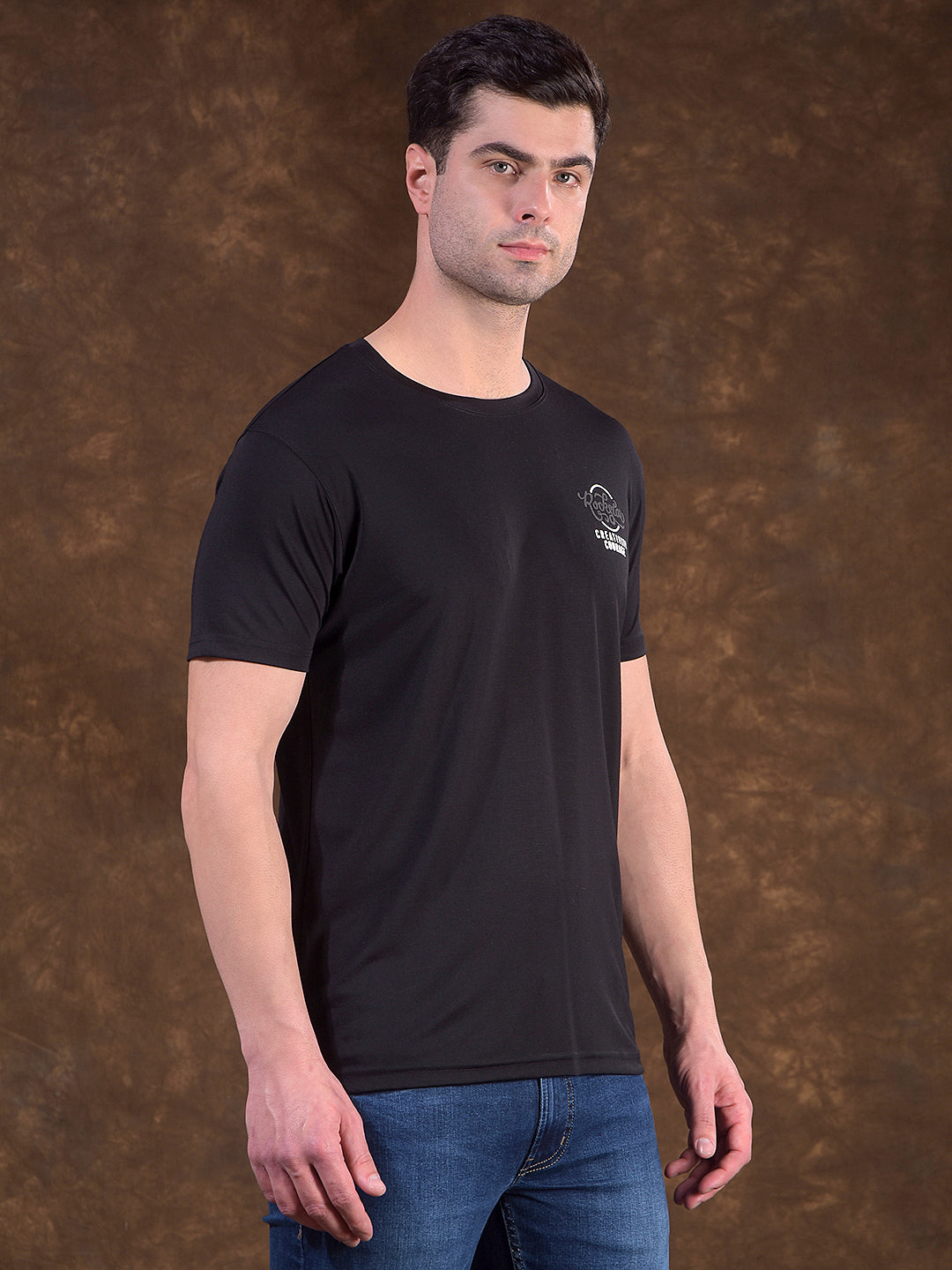 cobb black printed round neck t-shirt