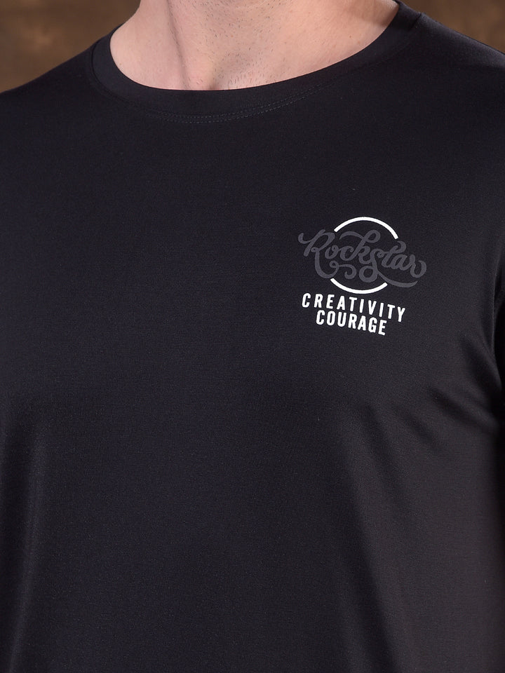 COBB BLACK PRINTED ROUND NECK T-SHIRT