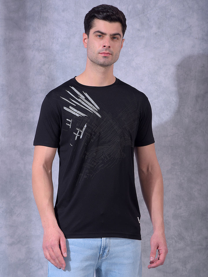 cobb black printed round neck t-shirt