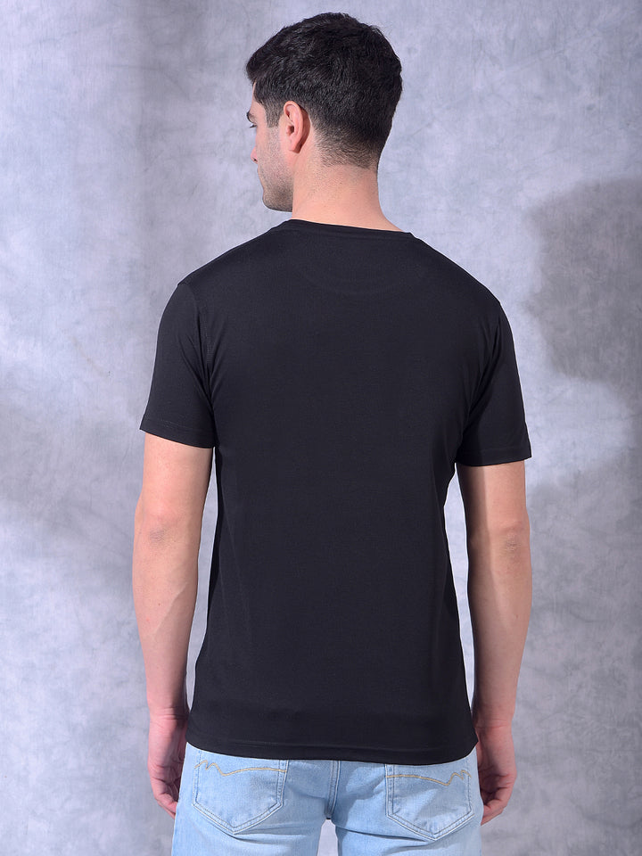cobb black printed round neck t-shirt
