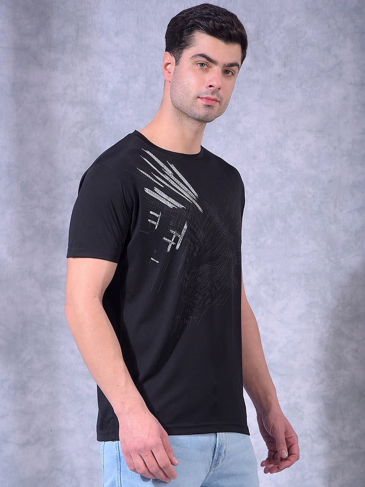 cobb black printed round neck t-shirt