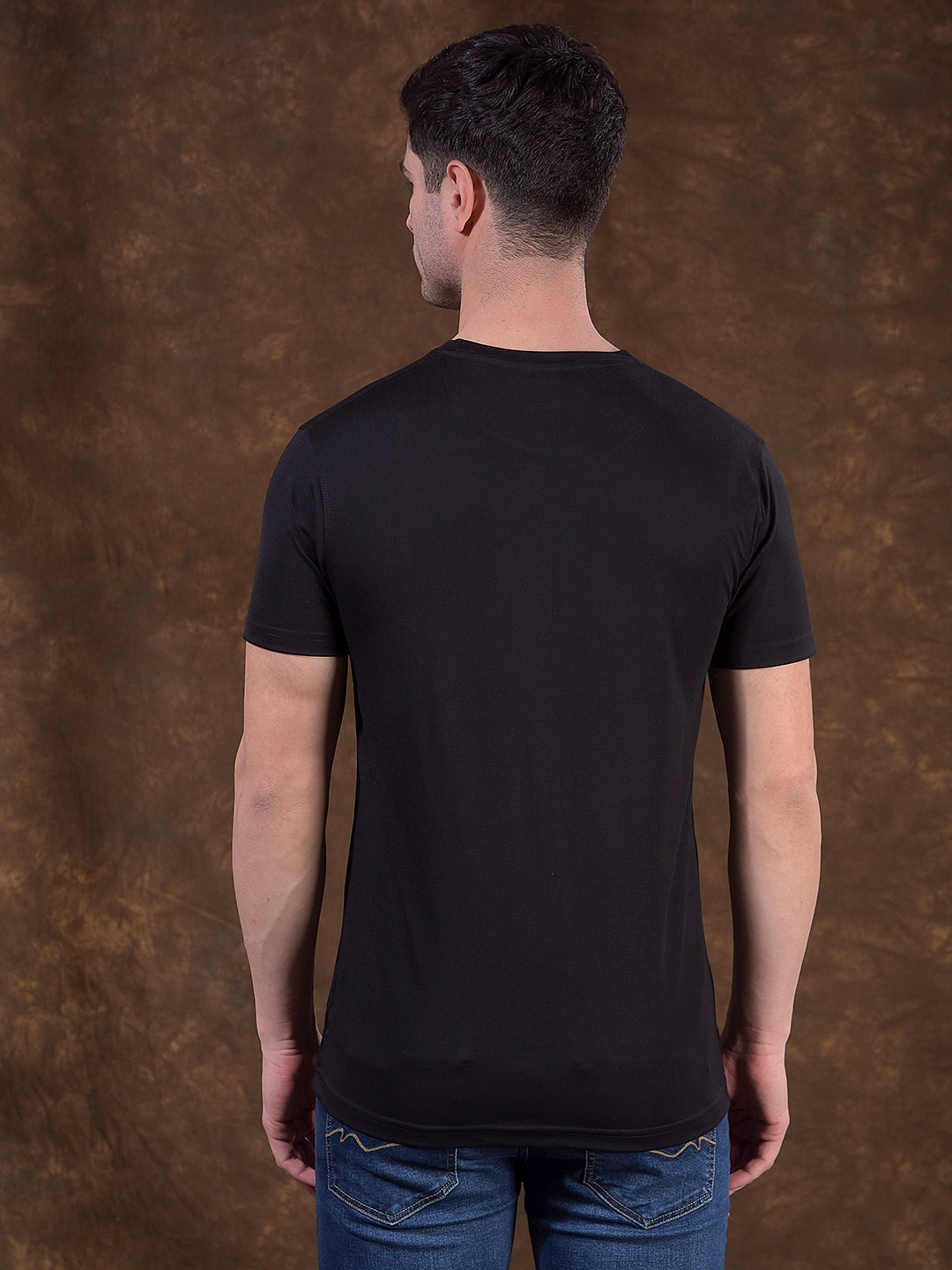 cobb black printed round neck t-shirt