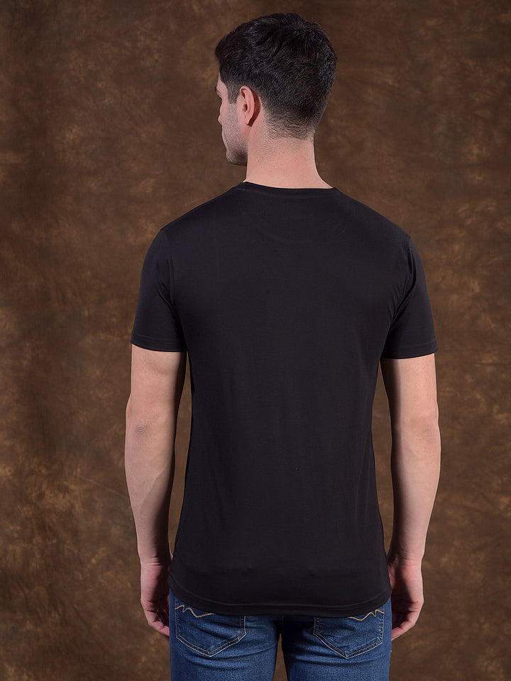 cobb black printed round neck t-shirt