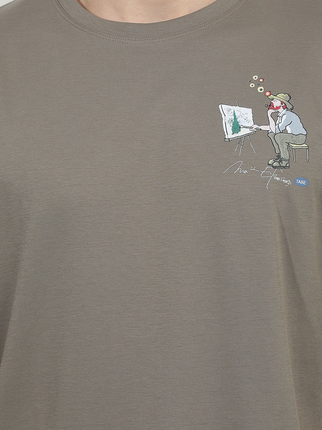 olive oversized printed round tees