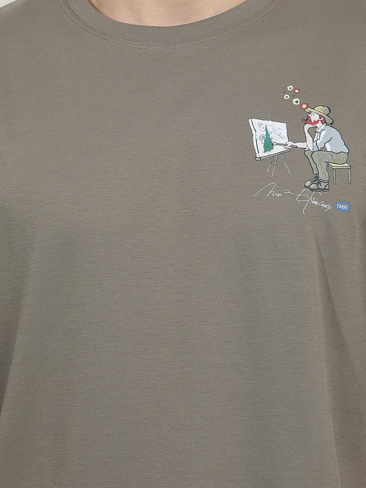 olive oversized printed round tees