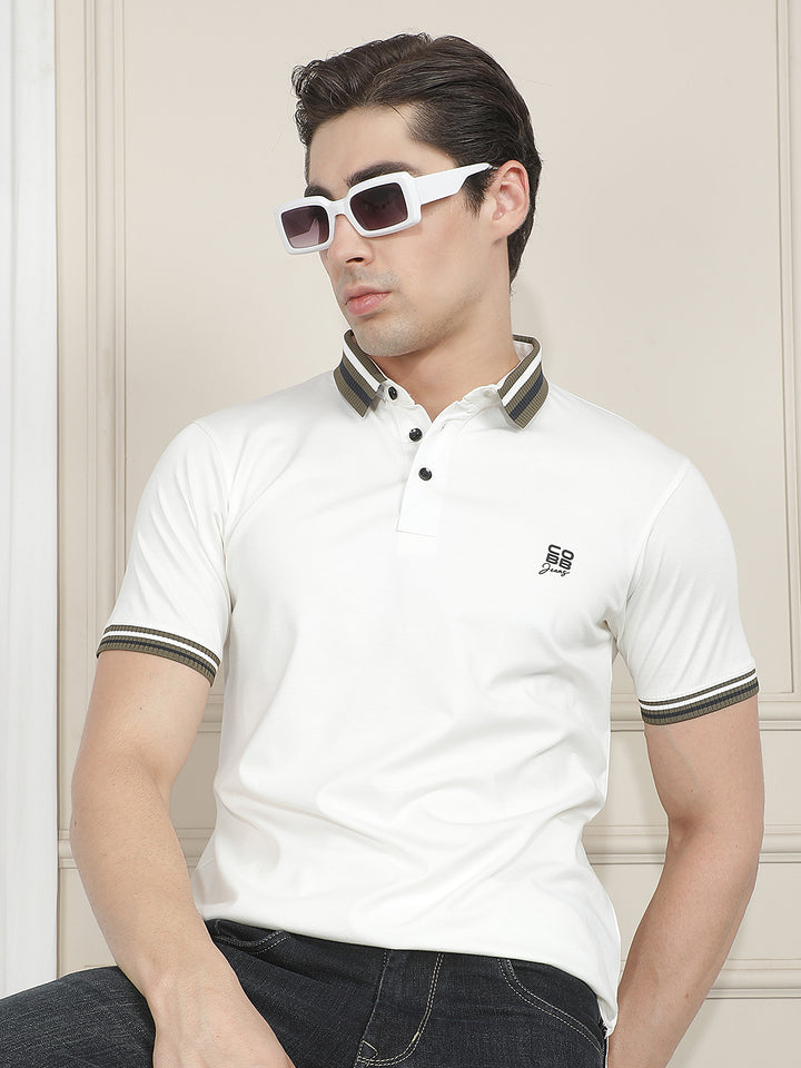 white solid polo t-shirt