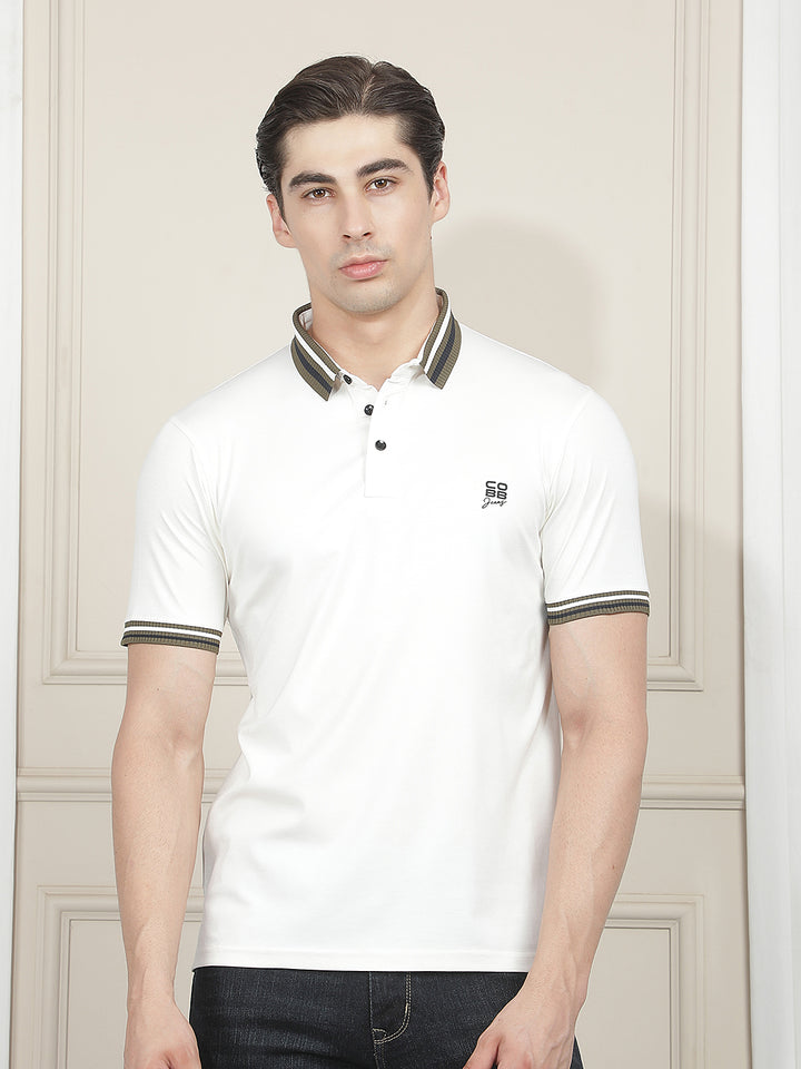 white solid polo t-shirt