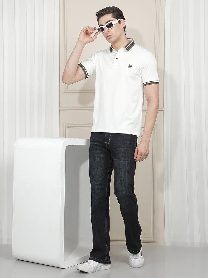 WHITE SOLID POLO T-SHIRT