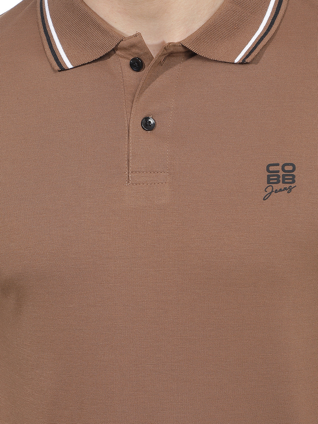 TAN SOLID POLO T-SHIRT