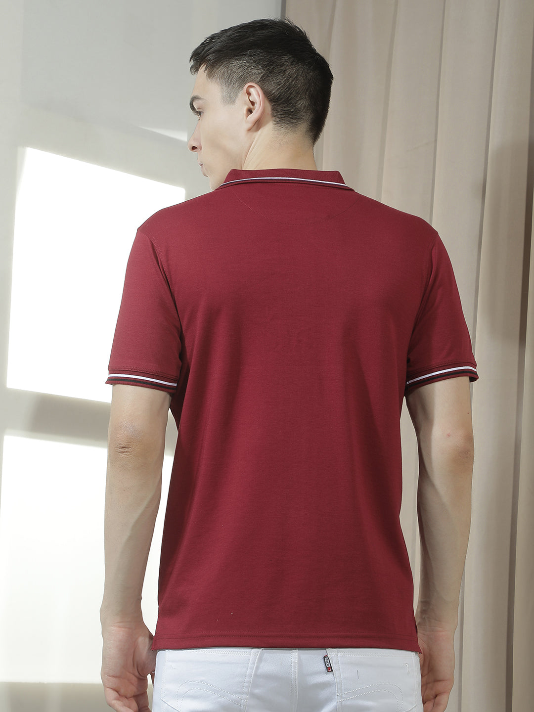cobb wine solid polo neck t-shirt