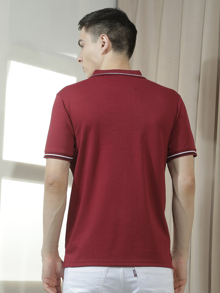 cobb wine solid polo neck t-shirt