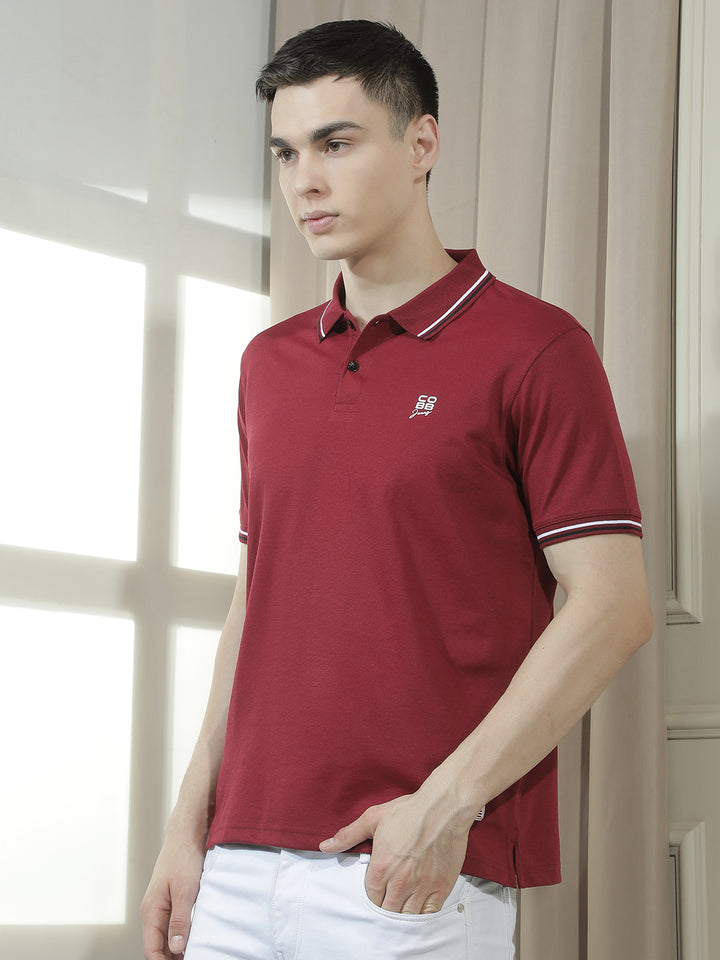 cobb wine solid polo neck t-shirt