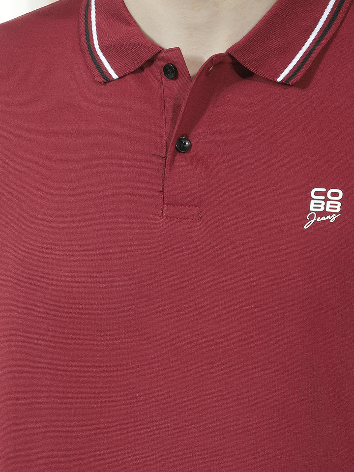 COBB WINE SOLID POLO NECK T-SHIRT