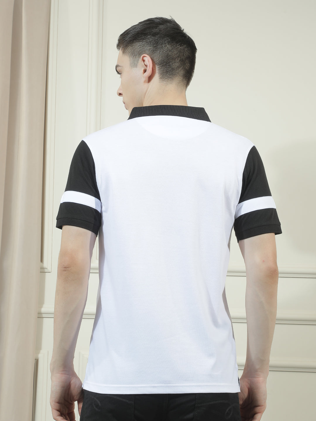 cobb white solid polo neck t-shirt
