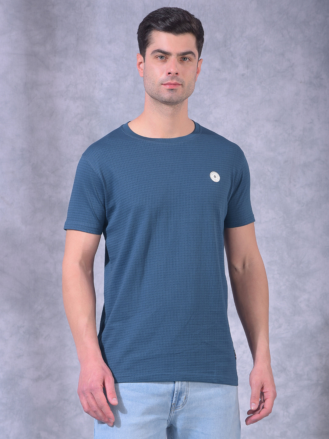 cobb navy self-design round neck t-shirt