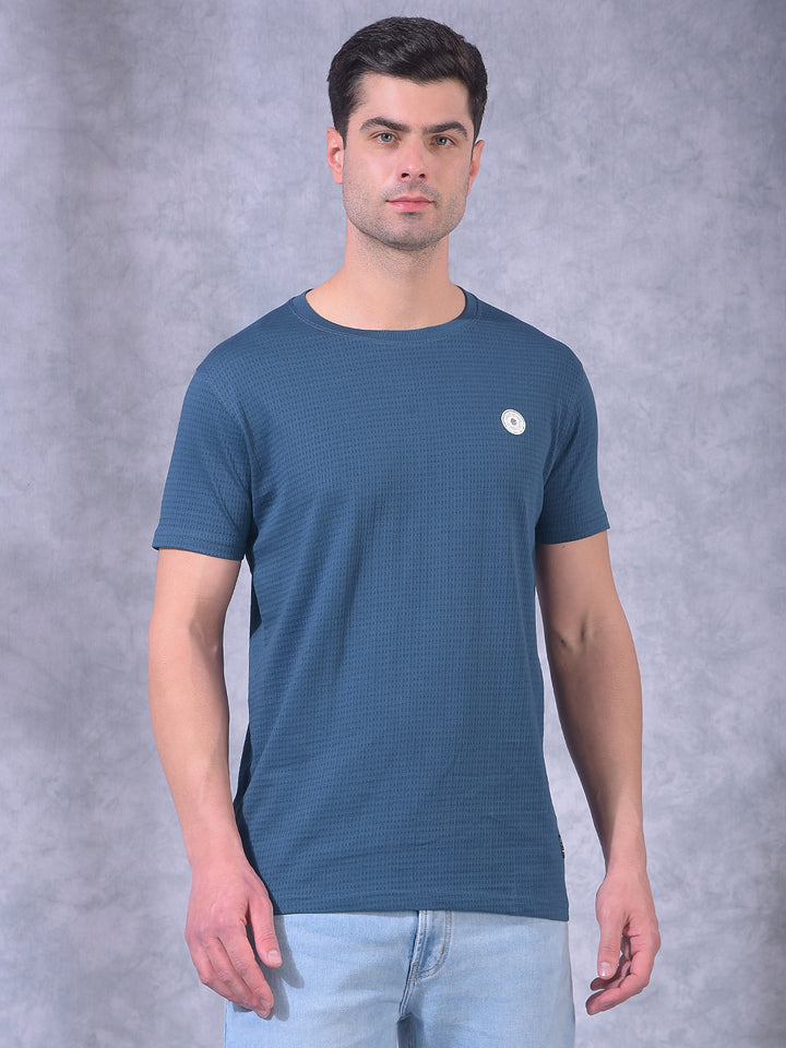 cobb navy self-design round neck t-shirt