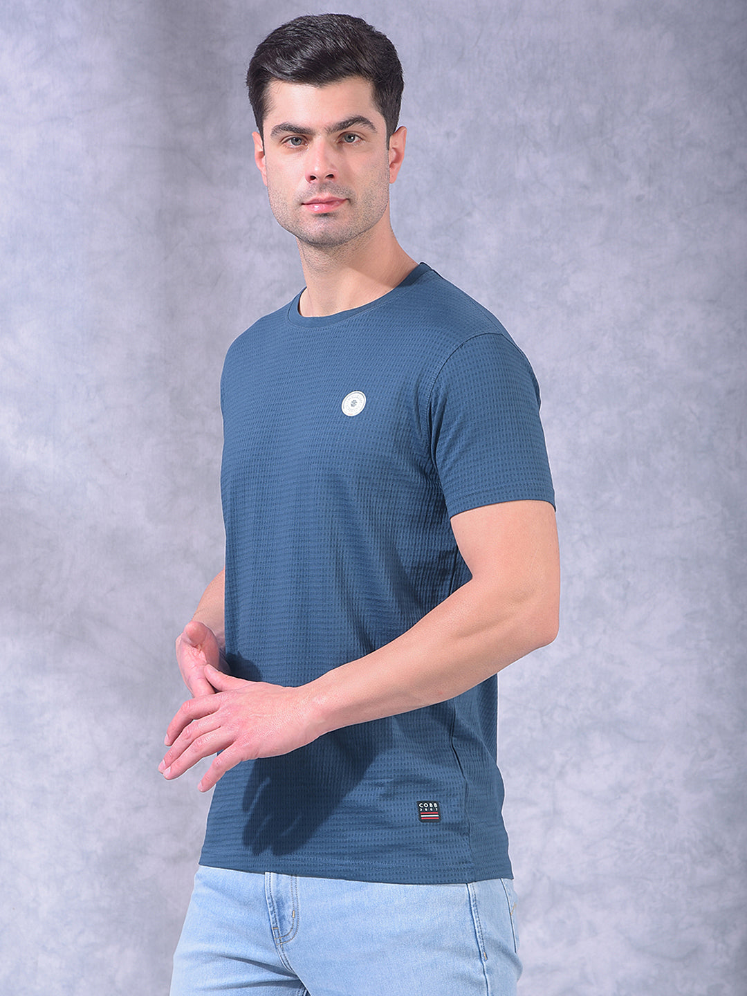cobb navy self-design round neck t-shirt