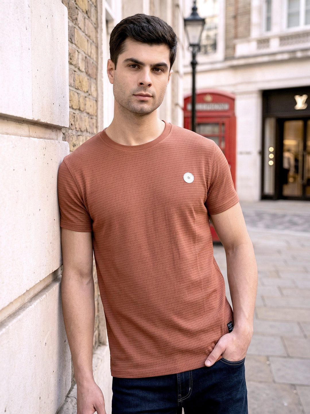 cobb rust self-design round neck t-shirt