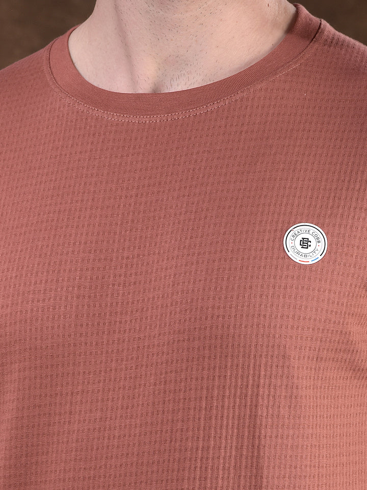 COBB RUST SELF-DESIGN ROUND NECK T-SHIRT