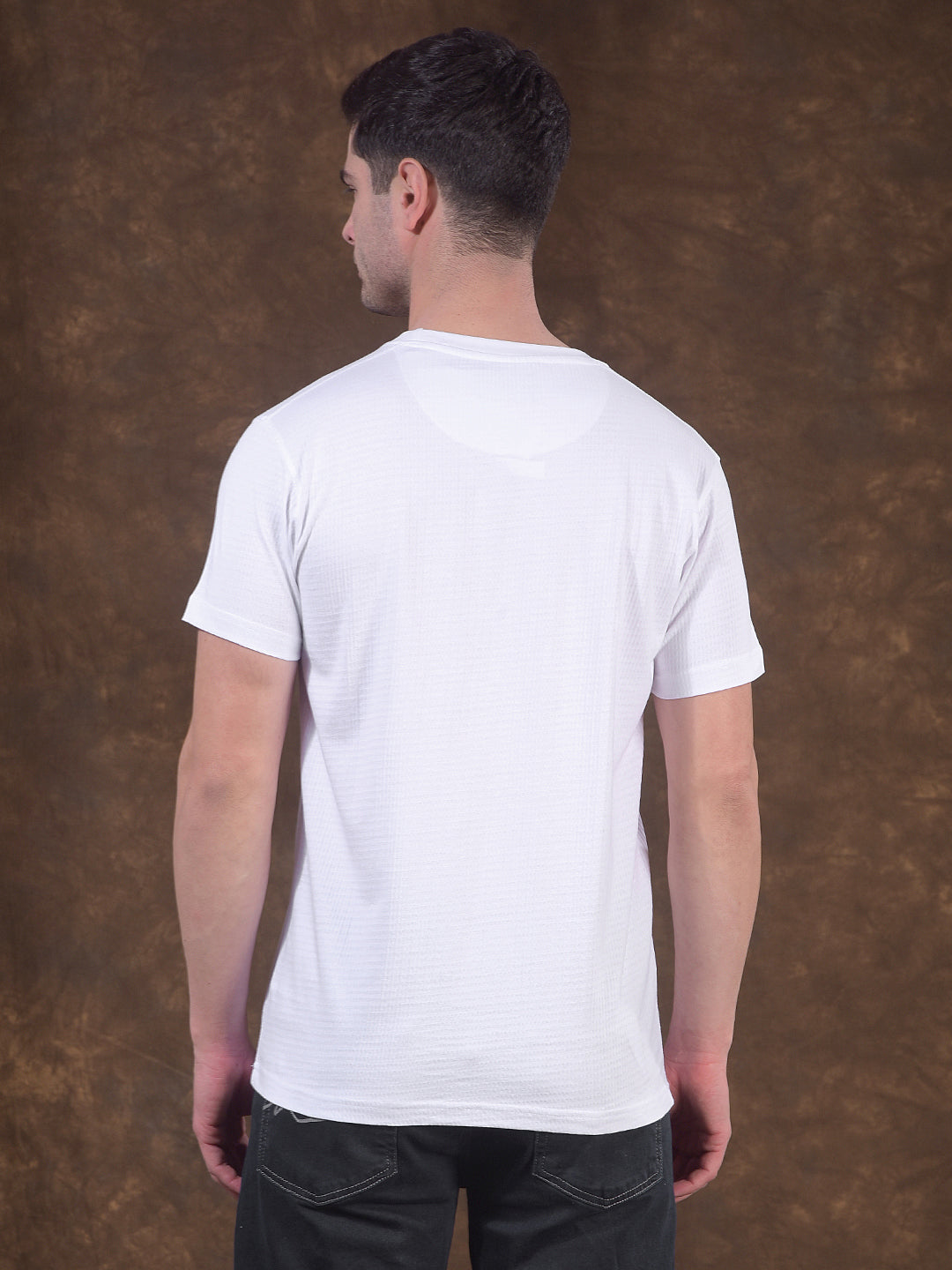 cobb white self-design round neck t-shirt
